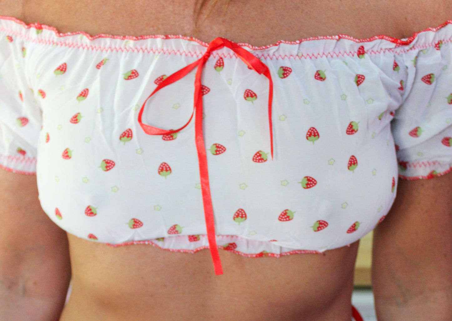 Cute Strawberry Sheer Lingerie Top