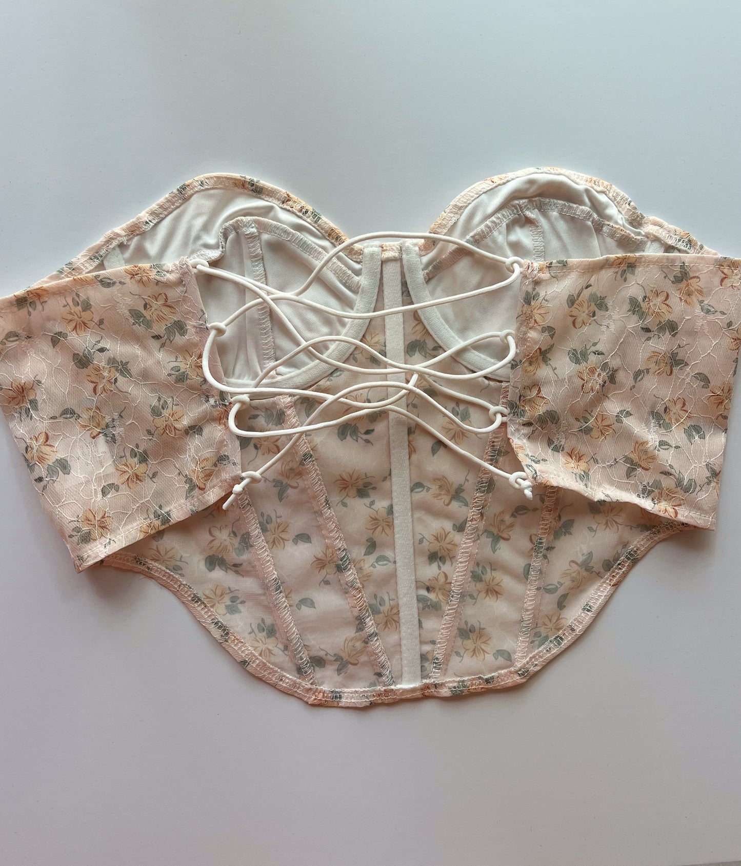 Floral Bohemian Mesh Fishbone Corset