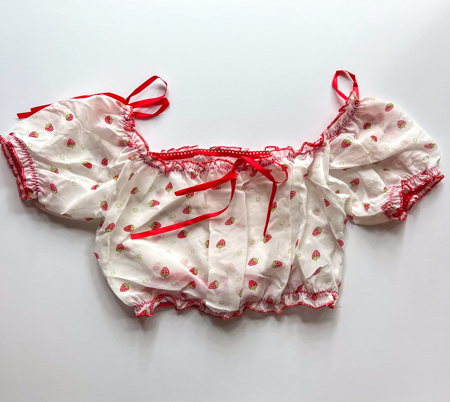 Cute Strawberry Sheer Lingerie Top